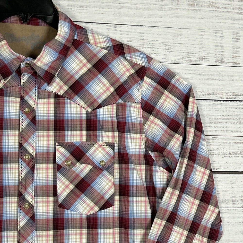 Wrangler 20X Western Pearl Snap Shirt Mens XL Long Sleeve Multicolor Plaid Cotto